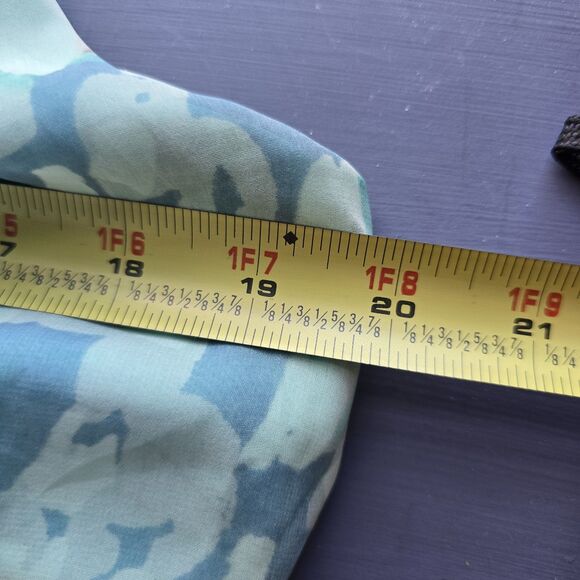 Vince Camuto Blue Printed Watercolor Chiffon Halter Top Gold Beads Maxi Dress 12 - Picture 10 of 10